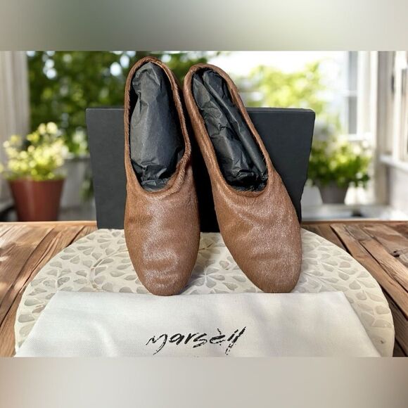 MARSELL Italy $1098 Limited Coltellaccio Ballerina Flats Pony Fur Hide Noce 39 - Picture 7 of 16